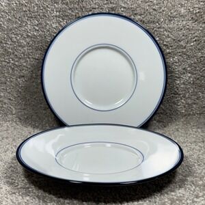 Dansk Tivoli La Tulipe Saucers Set of 2 White Navy Blue Lines Japan Vintage MCM